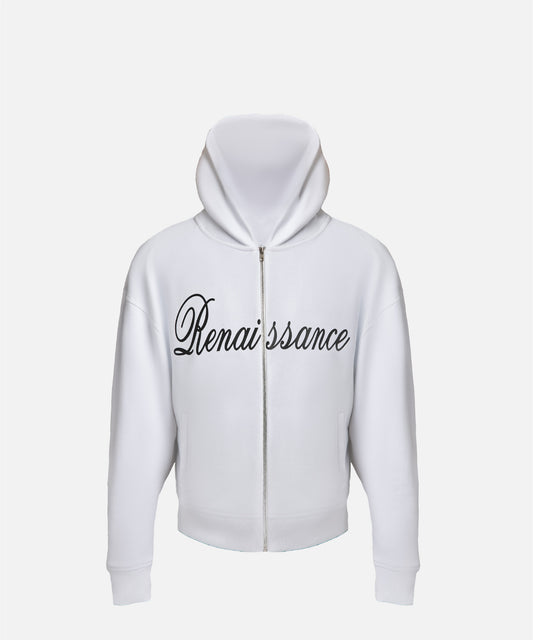 WHITE ZIP HOODIE